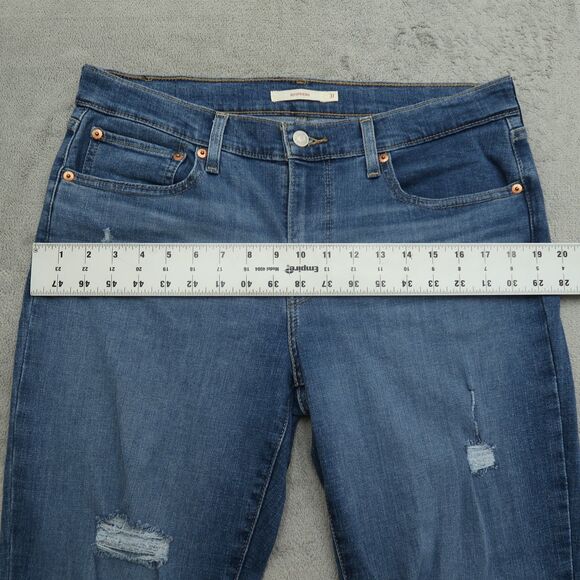 Levi's Jeans Women's Size 31 Blue Mid-Rise Boyfriend Denim 27" Inseam Distressed - Picture 8 of 16